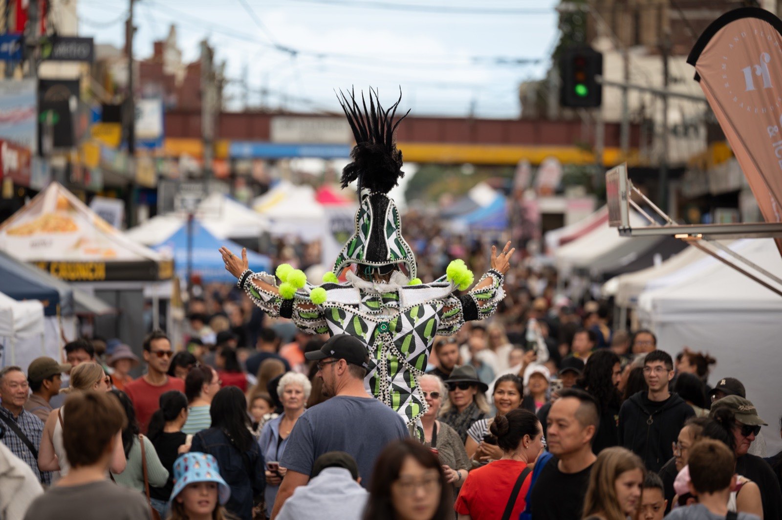 A packed crowd filling Glenferrie Road at the festival