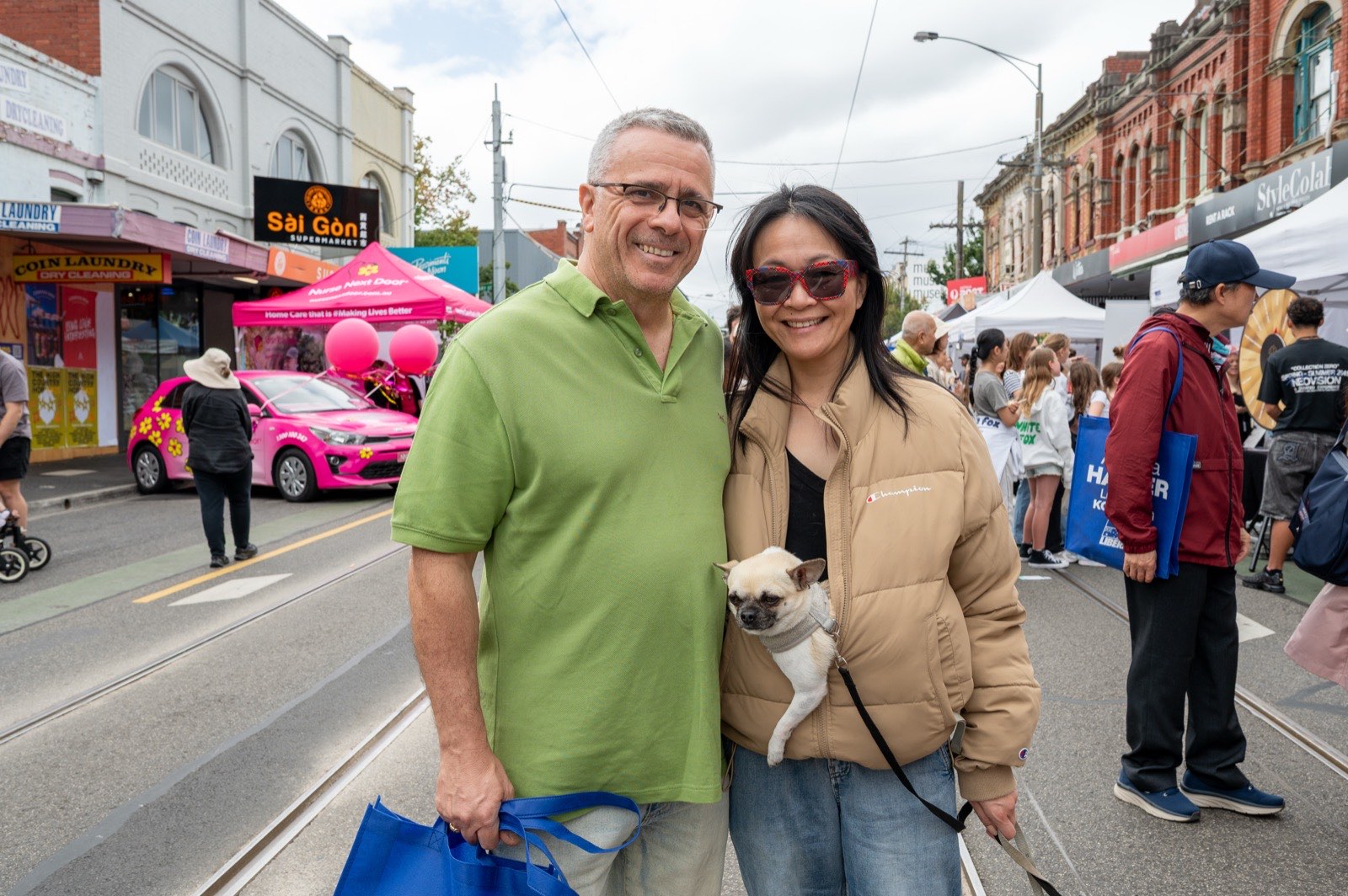 A family enjoying the festival on the street