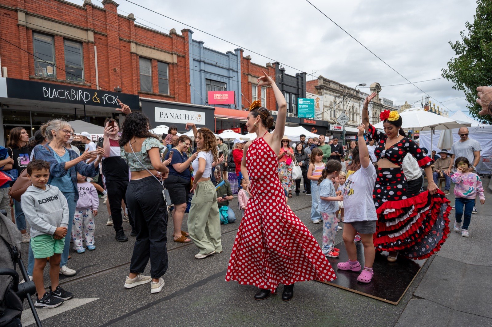 Dancers performing on Glenferrie Road