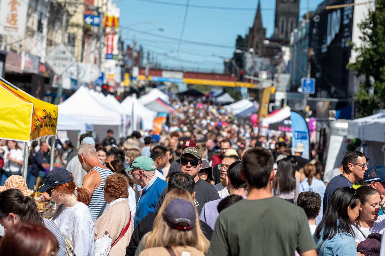 A packed Glenferrie Road stretching into the distance during the festival
